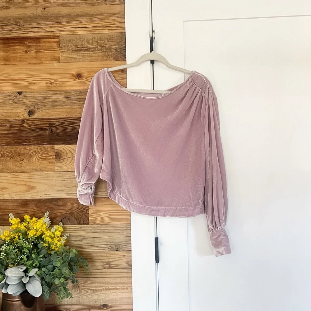 Free People Justina Velvet Lilac Top XS